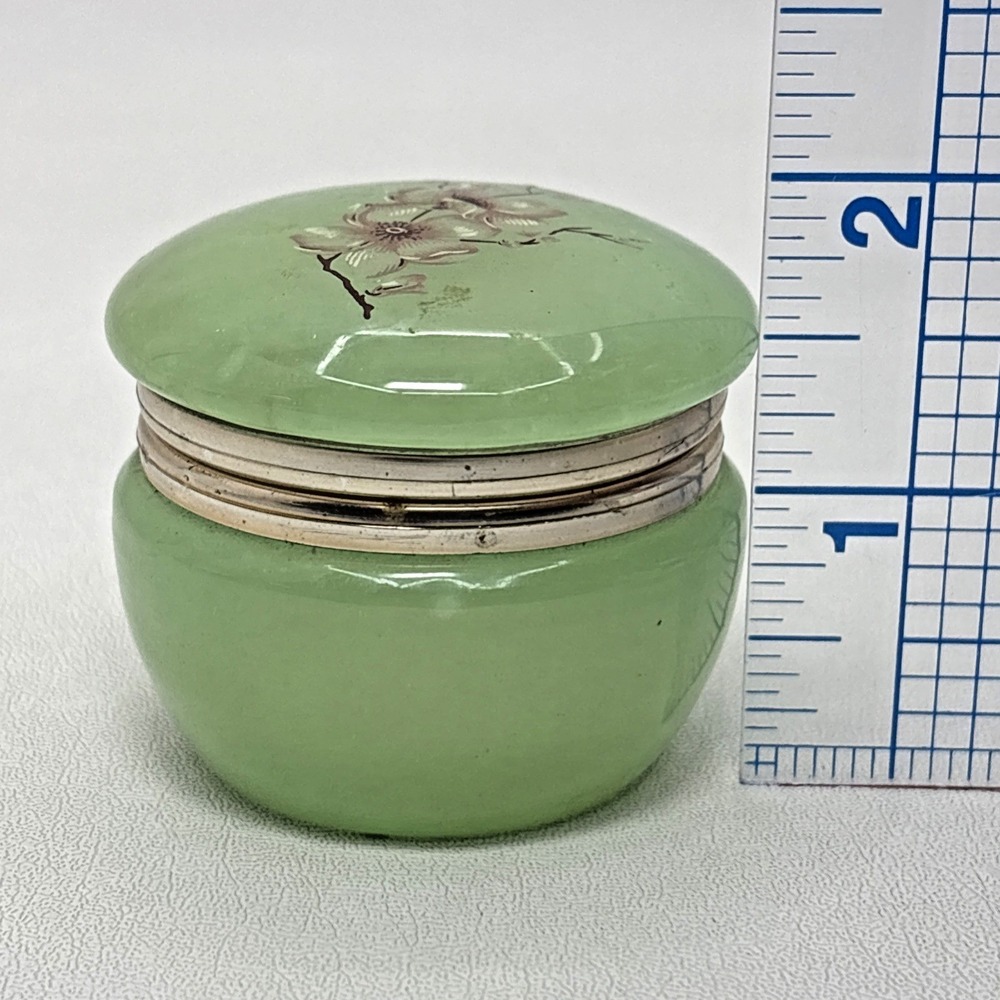 Vintage Aram Alabaster Jewlery Trinket Box Floral Design Made in Florence Italy - Picture 5 of 6